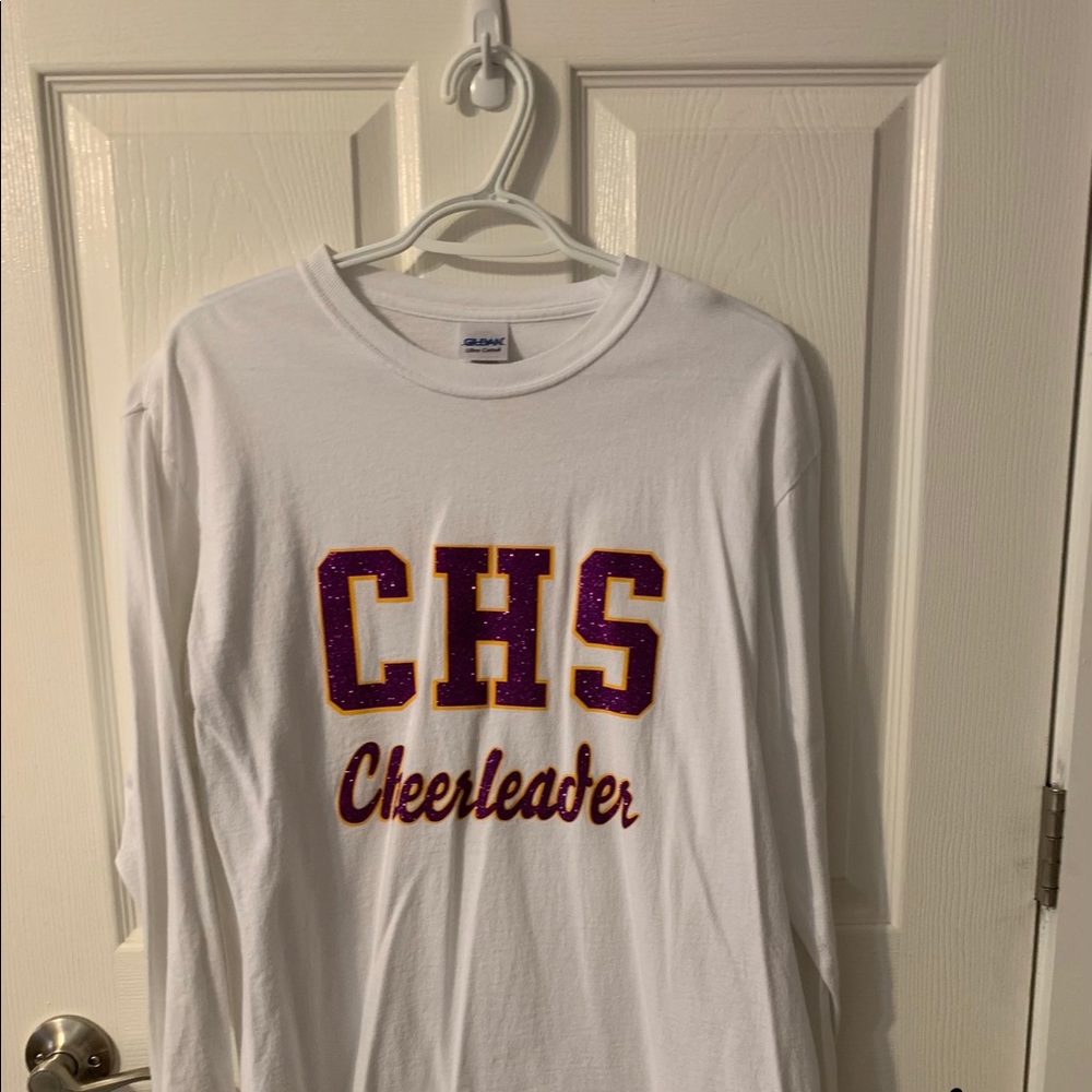 White long sleeve glitter